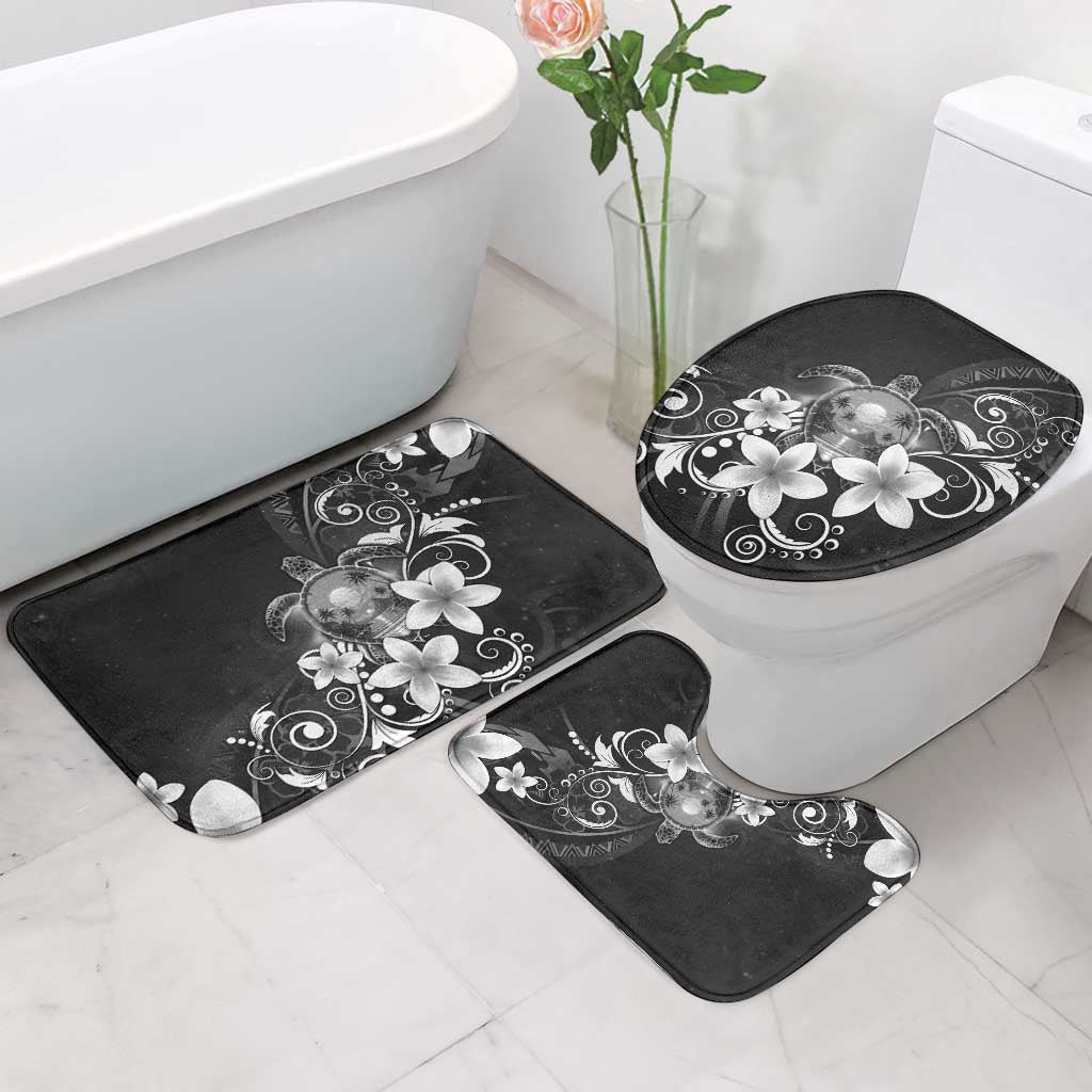 Hawaii Honu Bathroom Set Polynesian Curves Plumeria Grayscale - Polynesian Pride