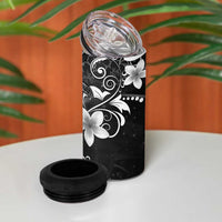 Hawaii Honu 4 in 1 Can Cooler Tumbler Polynesian Curves Plumeria Grayscale - Polynesian Pride
