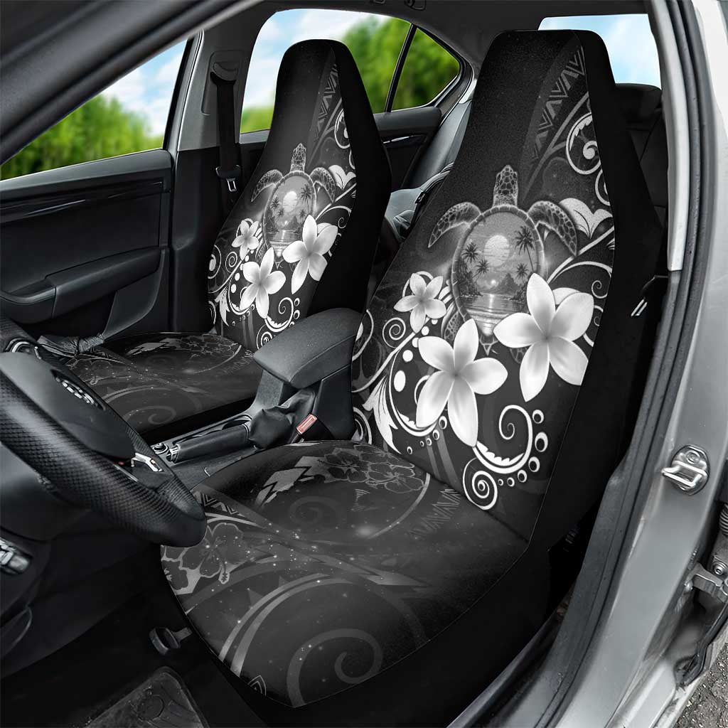 Hawaii Honu Car Seat Cover Polynesian Curves Plumeria Grayscale - Polynesian Pride