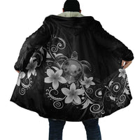 Hawaii Honu Cloak Polynesian Curves Plumeria Grayscale - Polynesian Pride