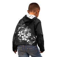 Hawaii Honu Kid Hoodie Polynesian Curves Plumeria Grayscale - Polynesian Pride