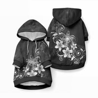 Hawaii Honu Pet Hoodie Polynesian Curves Plumeria Grayscale LT05 Pullover Black - Polynesian Pride