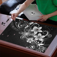 Hawaii Honu Puzzle Polynesian Curves Plumeria Grayscale - Polynesian Pride