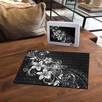 Hawaii Honu Puzzle Polynesian Curves Plumeria Grayscale - Polynesian Pride