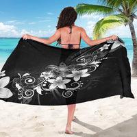 Hawaii Honu Sarong Polynesian Curves Plumeria Grayscale - Polynesian Pride