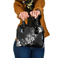 Hawaii Honu Shoulder Handbag Polynesian Curves Plumeria Grayscale - Polynesian Pride
