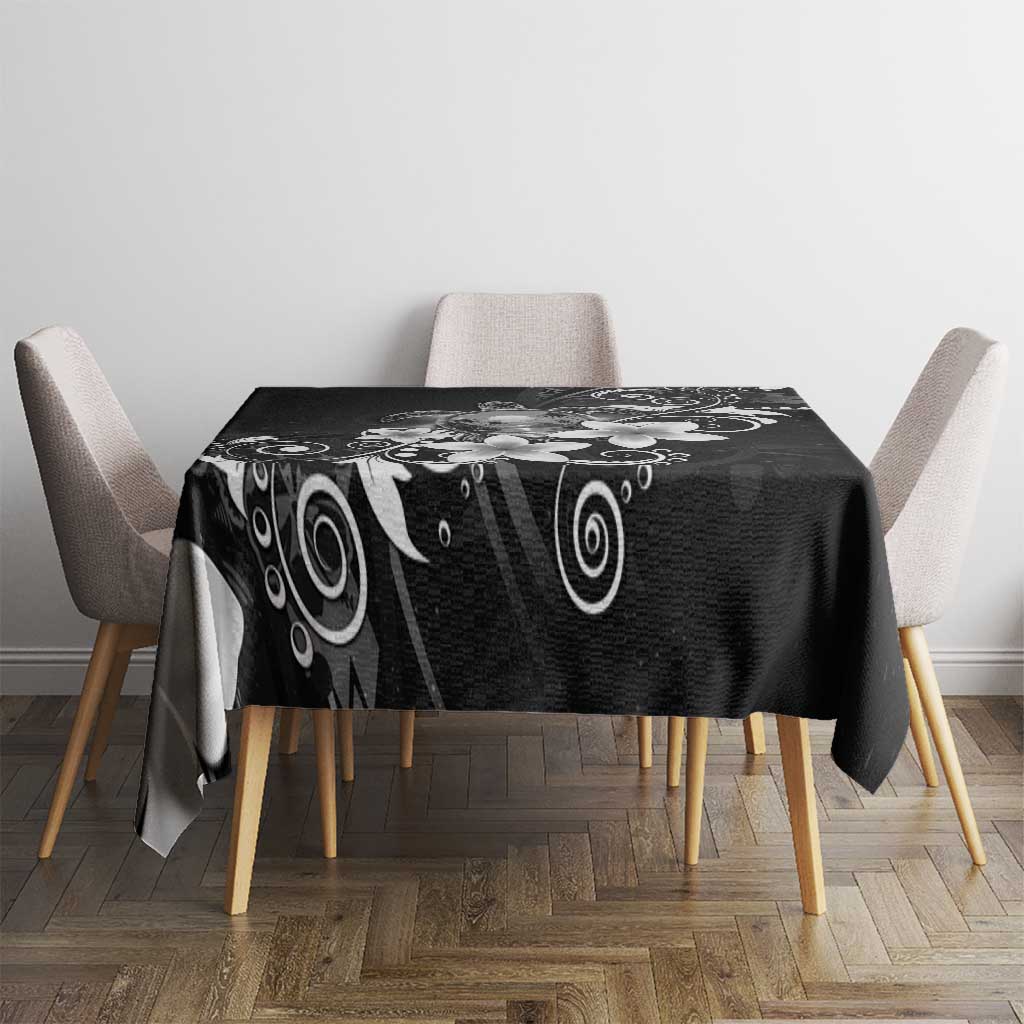 Hawaii Honu Tablecloth Polynesian Curves Plumeria Grayscale - Polynesian Pride