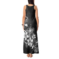 Hawaii Honu Tank Maxi Dress Polynesian Curves Plumeria Grayscale - Polynesian Pride