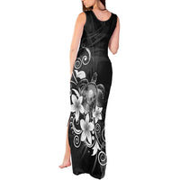 Hawaii Honu Tank Maxi Dress Polynesian Curves Plumeria Grayscale - Polynesian Pride