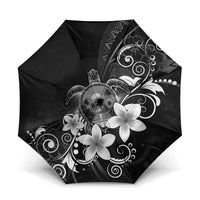 Hawaii Honu Umbrella Polynesian Curves Plumeria Grayscale - Polynesian Pride