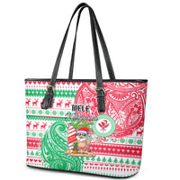 Hawaii Christmas Leather Tote Bag Santa Claus Surf Mele Kalikimaka LT05 - Polynesian Pride