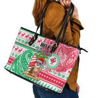 Hawaii Christmas Leather Tote Bag Santa Claus Surf Mele Kalikimaka LT05 - Polynesian Pride