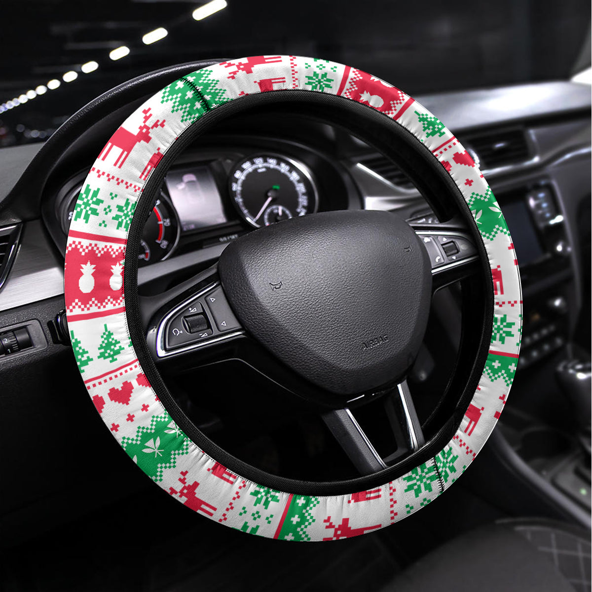 Hawaii Christmas Steering Wheel Cover Santa Claus Surf Mele Kalikimaka