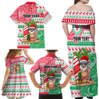 Personalized Hawaii Christmas Family Matching Off Shoulder Maxi Dress and Hawaiian Shirt Santa Claus Surf Mele Kalikimaka LT05 - Polynesian Pride