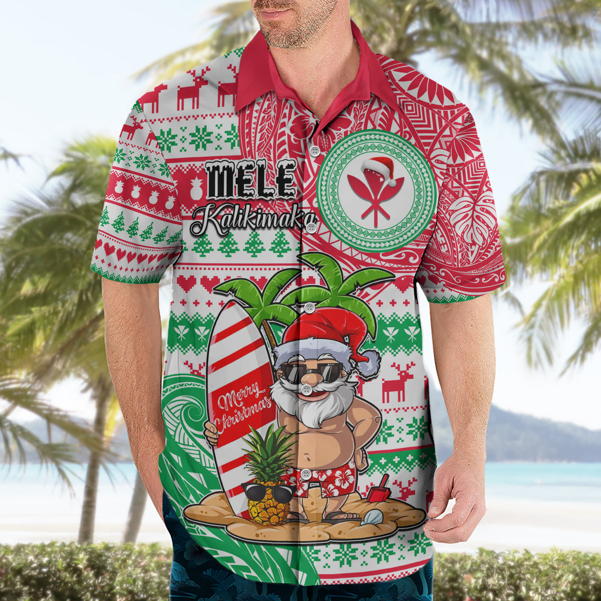 Personalized Hawaii Christmas Hawaiian Shirt Santa Claus Surf Mele Kalikimaka LT05 - Polynesian Pride