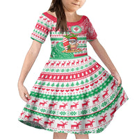 Personalized Hawaii Christmas Kid Short Sleeve Dress Santa Claus Surf Mele Kalikimaka LT05 KID Red - Polynesian Pride
