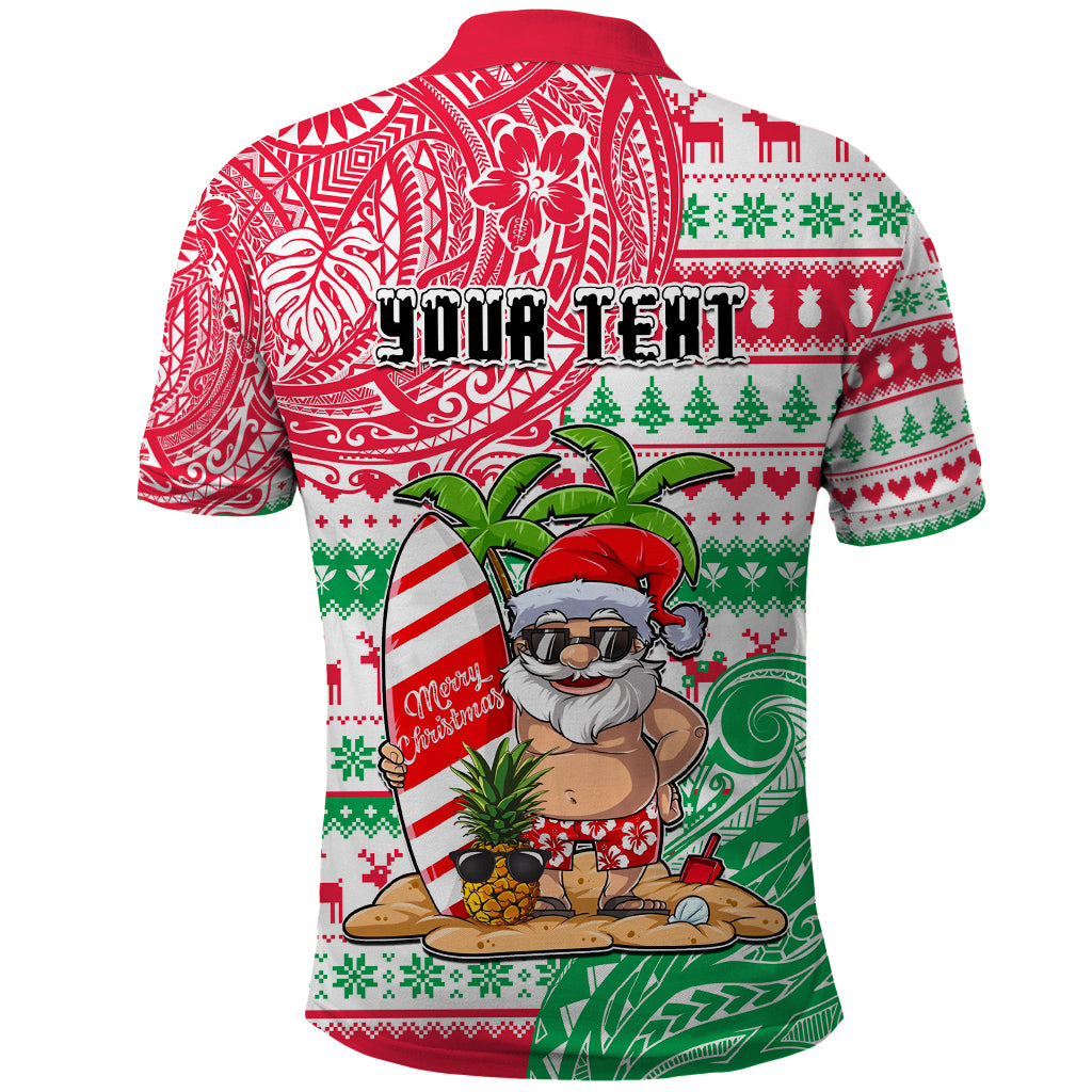 Personalized Hawaii Christmas Polo Shirt Santa Claus Surf Mele Kalikimaka LT05 - Polynesian Pride