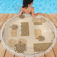 Vintage Lapita Beach Blanket Iconic Double Face Pattern Beige