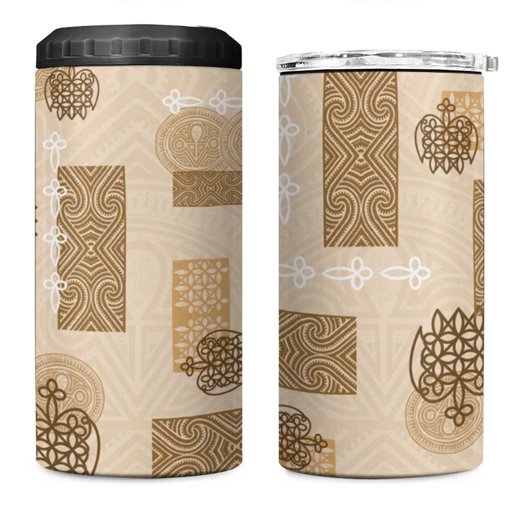 Vintage Lapita 4 in 1 Can Cooler Tumbler Iconic Double Face Pattern Beige