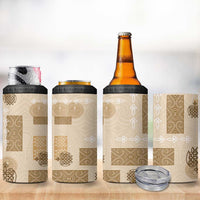 Vintage Lapita 4 in 1 Can Cooler Tumbler Iconic Double Face Pattern Beige