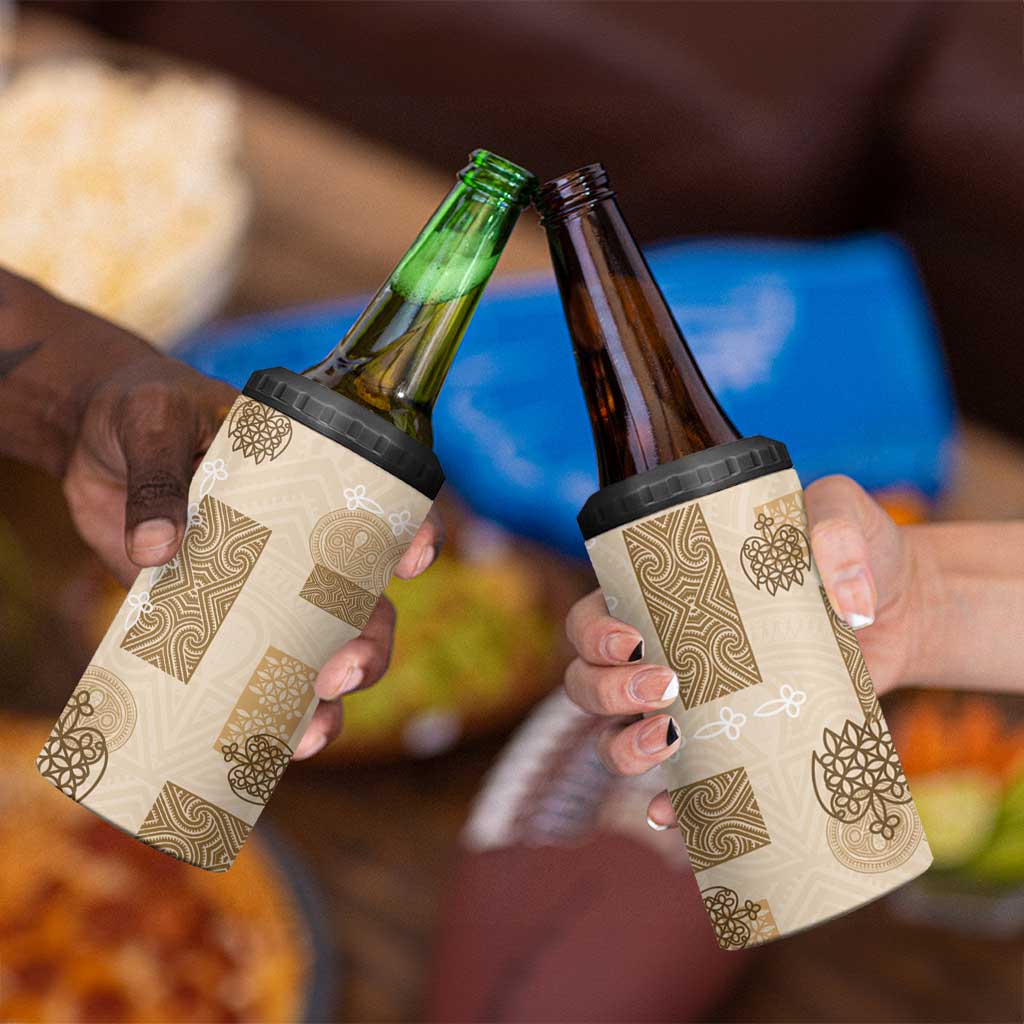 Vintage Lapita 4 in 1 Can Cooler Tumbler Iconic Double Face Pattern Beige