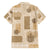 Vintage Lapita Family Matching Long Sleeve Bodycon Dress and Hawaiian Shirt Iconic Double Face Pattern Beige