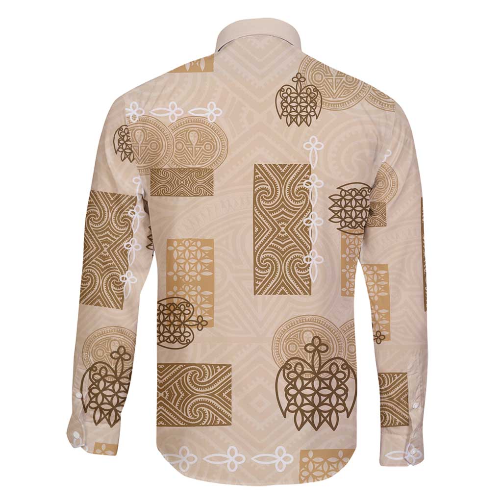 Vintage Lapita Family Matching Summer Maxi Dress and Hawaiian Shirt Iconic Double Face Pattern Beige