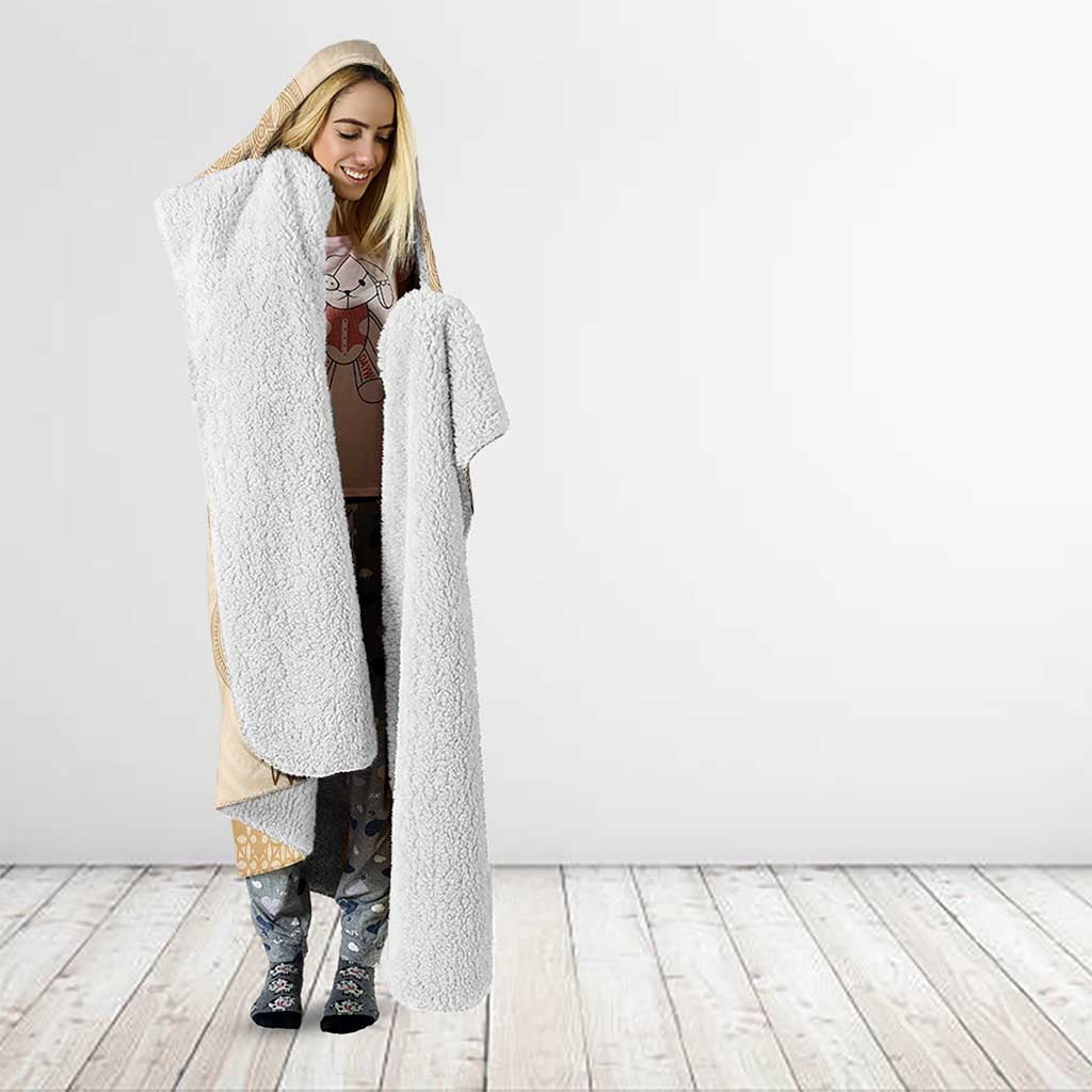 Vintage Lapita Hooded Blanket Iconic Double Face Pattern Beige