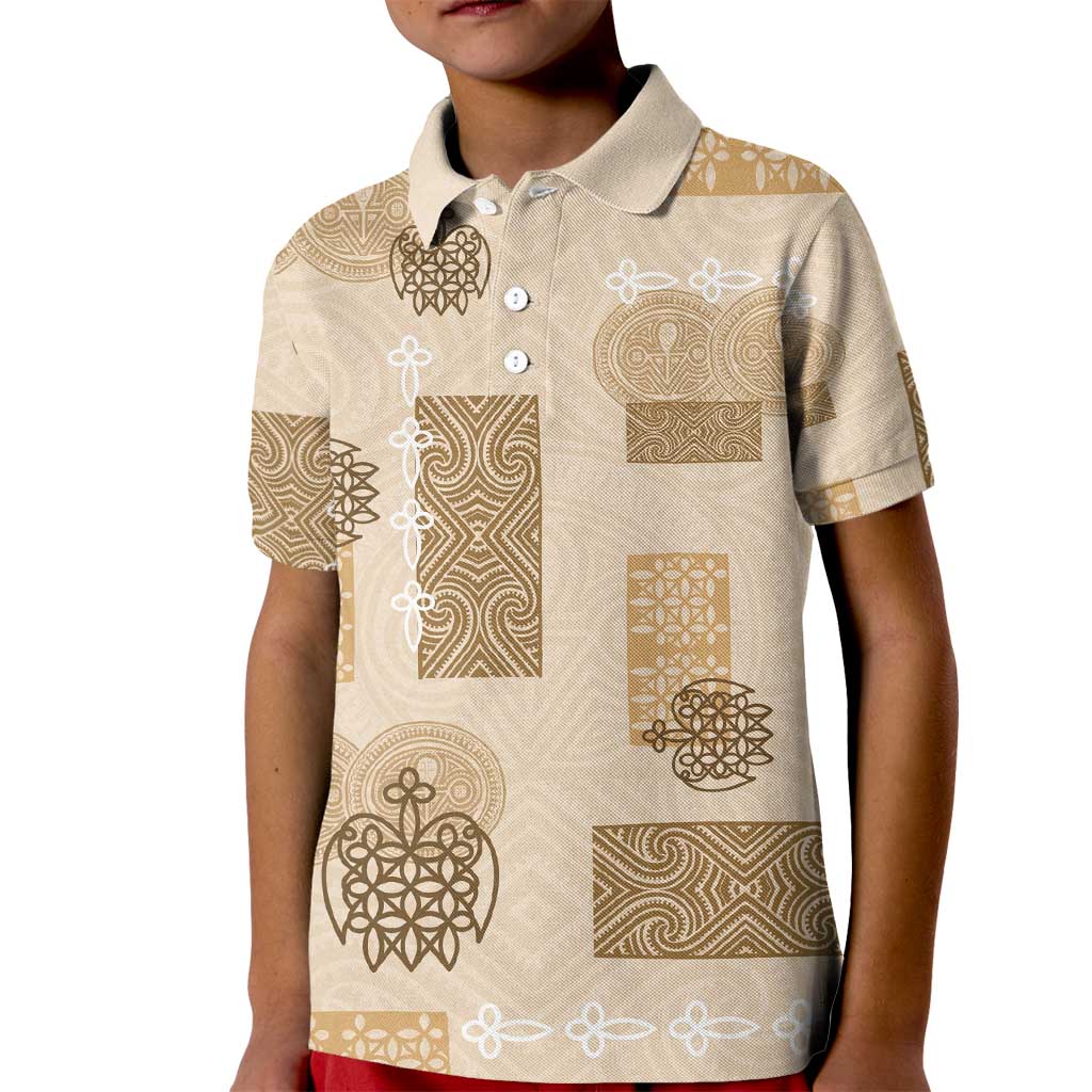 Vintage Lapita Kid Polo Shirt Iconic Double Face Pattern Beige