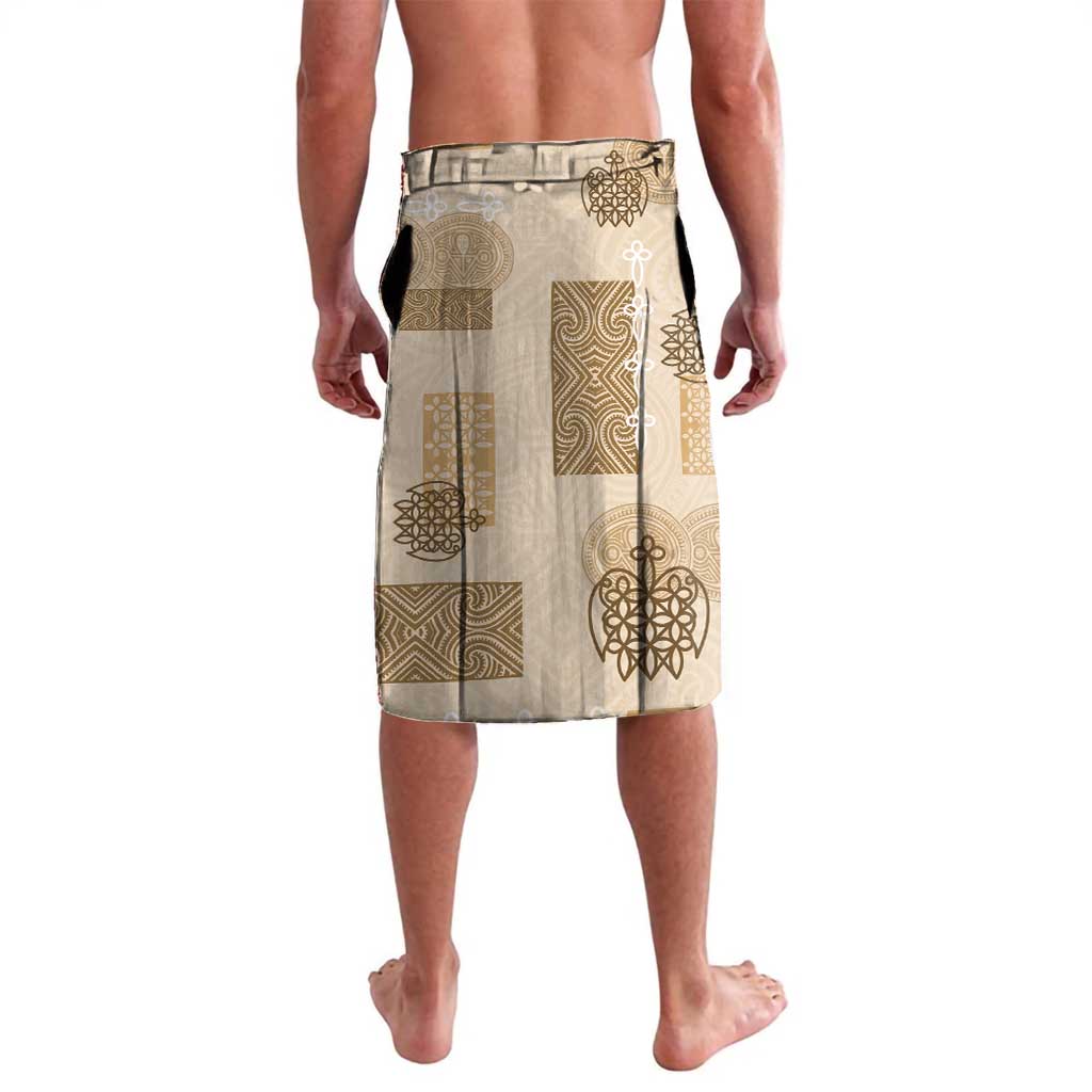 Vintage Lapita Lavalava Iconic Double Face Pattern Beige