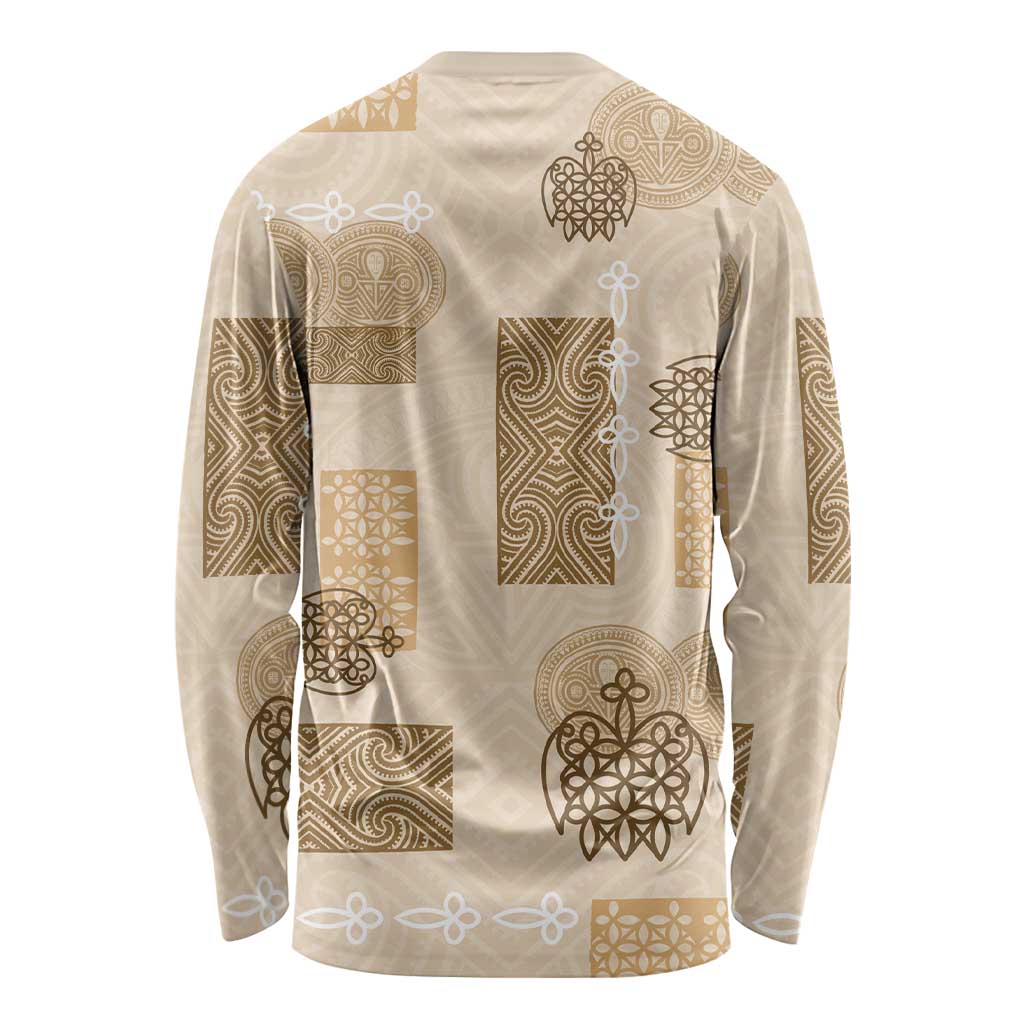 Vintage Lapita Long Sleeve Shirt Iconic Double Face Pattern Beige