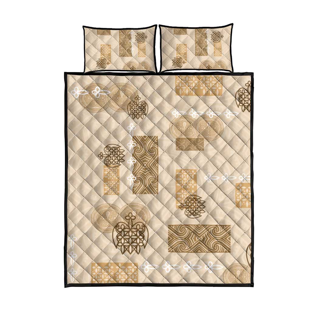 Vintage Lapita Quilt Bed Set Iconic Double Face Pattern Beige