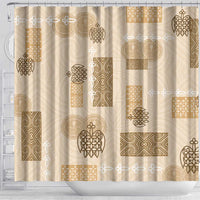 Vintage Lapita Shower Curtain Iconic Double Face Pattern Beige