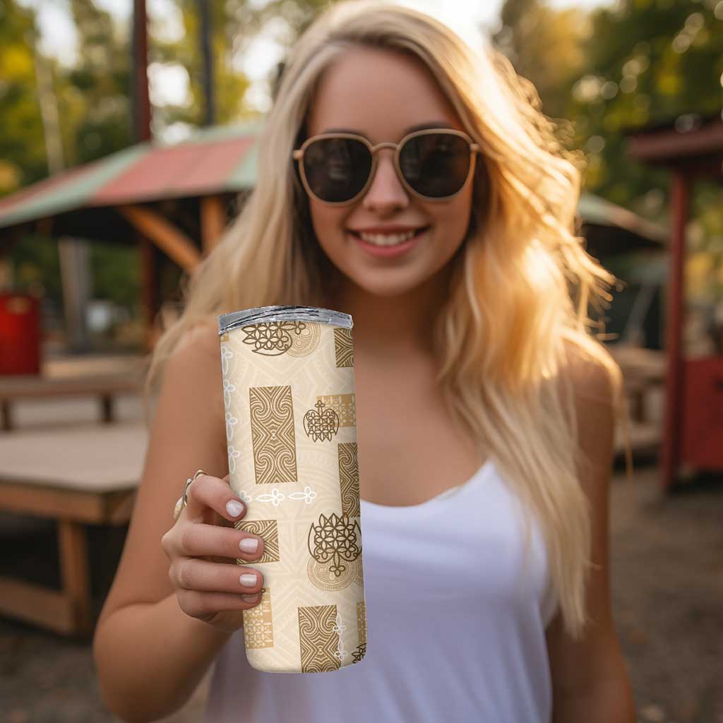 Vintage Lapita Skinny Tumbler Iconic Double Face Pattern Beige