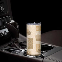 Vintage Lapita Skinny Tumbler Iconic Double Face Pattern Beige