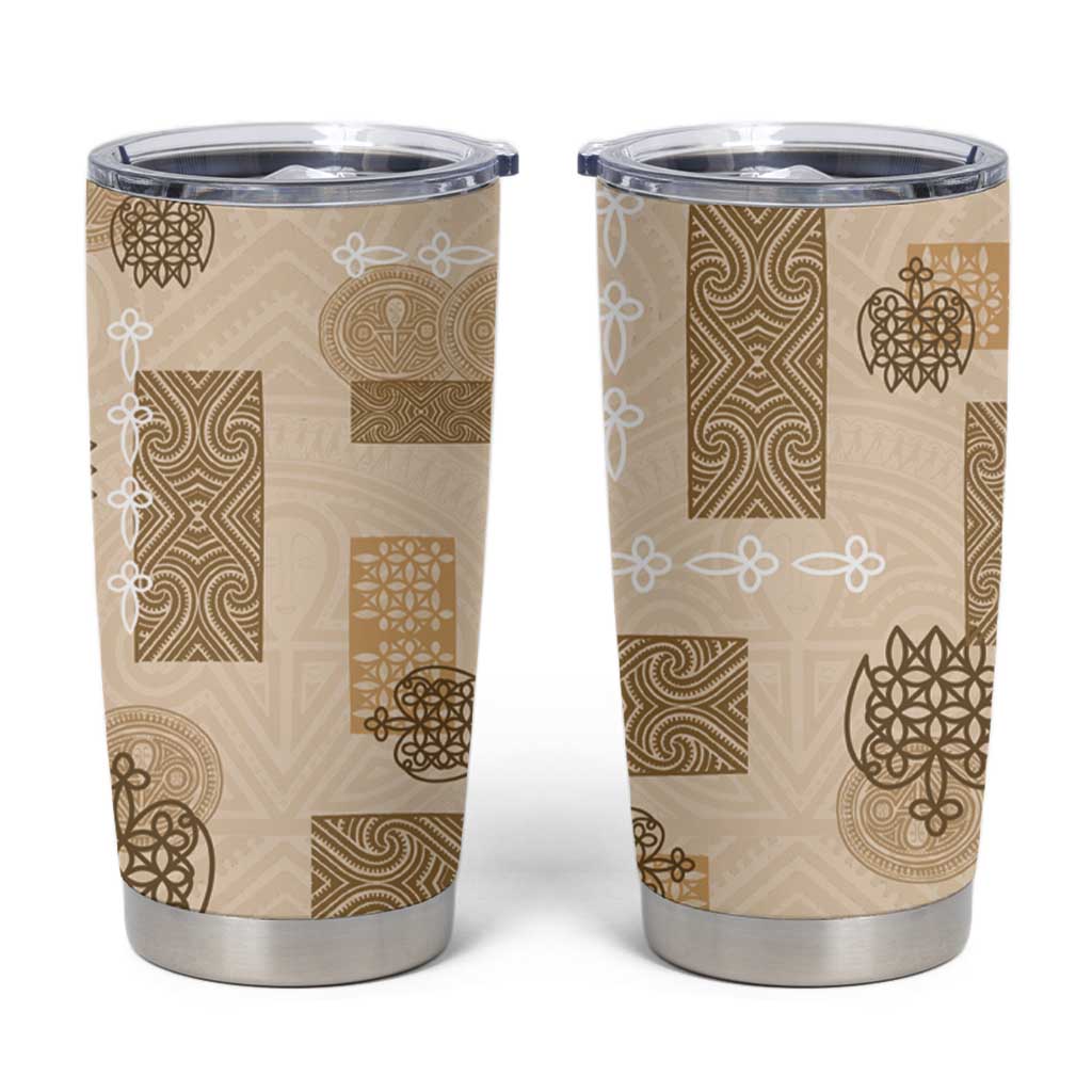 Vintage Lapita Tumbler Cup Iconic Double Face Pattern Beige
