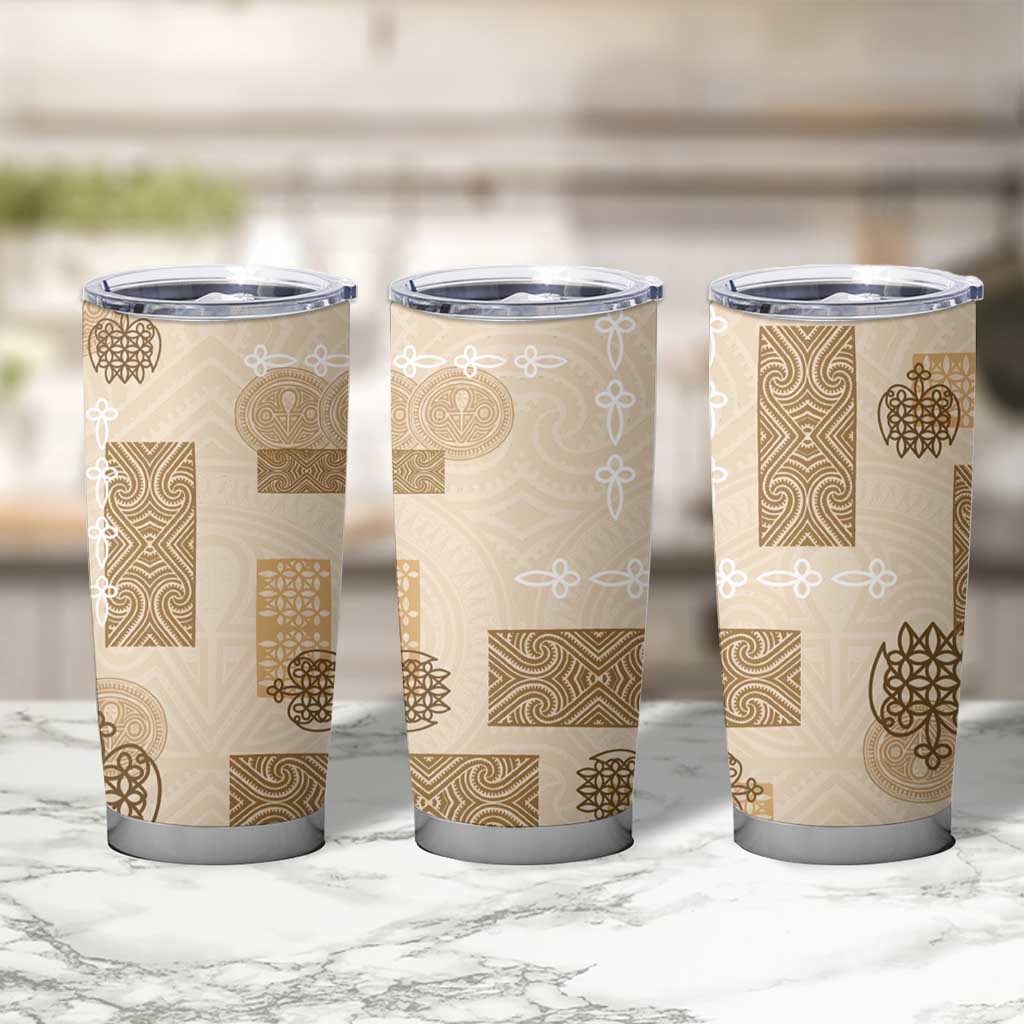 Vintage Lapita Tumbler Cup Iconic Double Face Pattern Beige