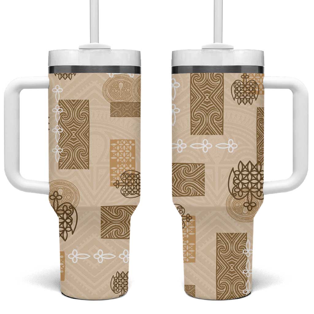 Vintage Lapita Tumbler With Handle Iconic Double Face Pattern Beige