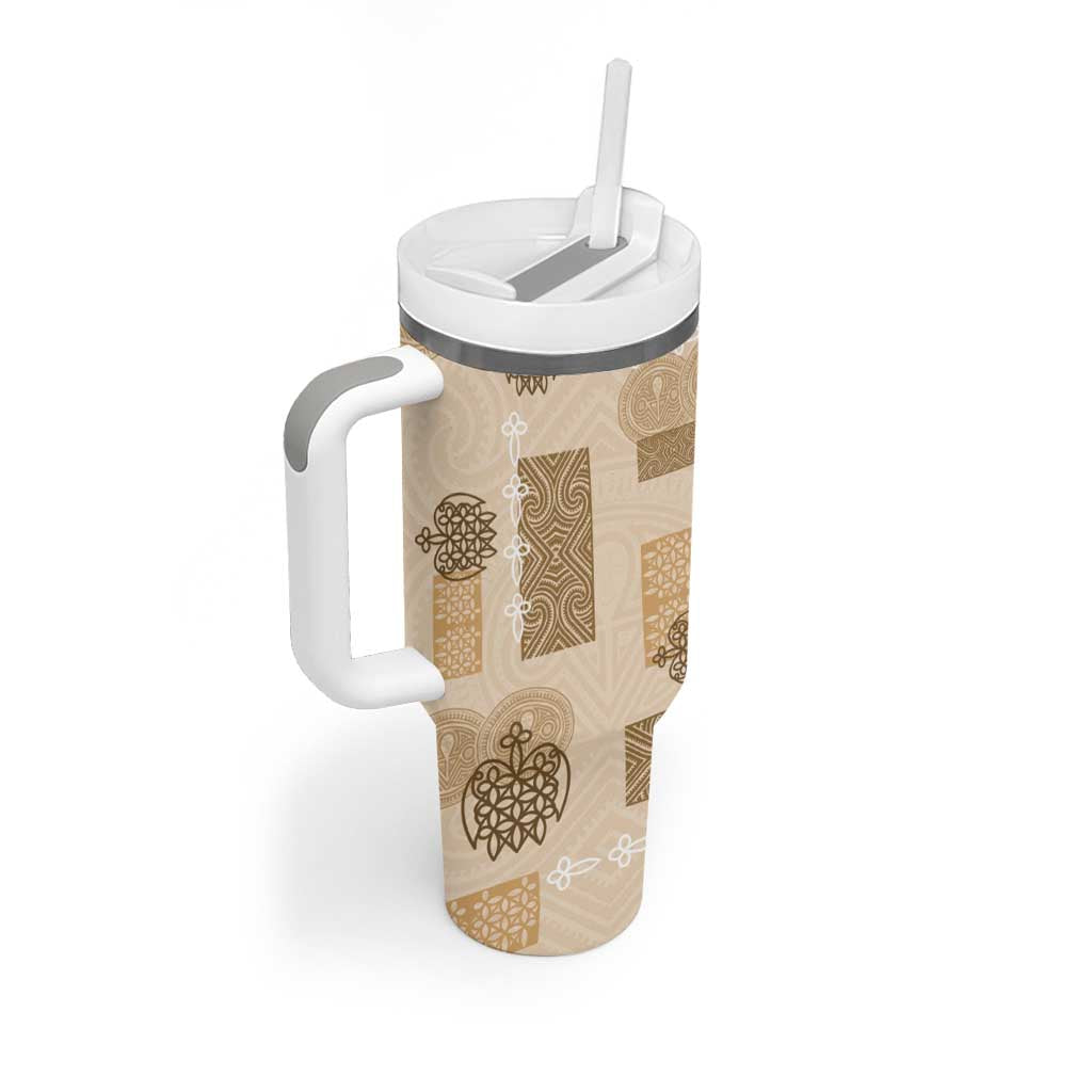 Vintage Lapita Tumbler With Handle Iconic Double Face Pattern Beige