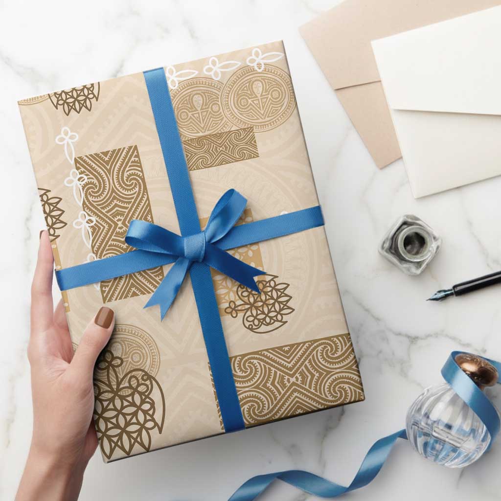 Vintage Lapita Wrapping Paper Iconic Double Face Pattern Beige - Polynesian Pride