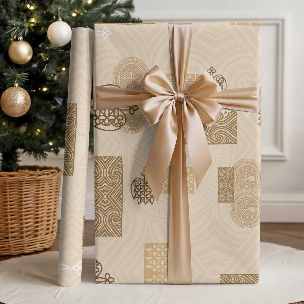 Vintage Lapita Wrapping Paper Iconic Double Face Pattern Beige - Polynesian Pride