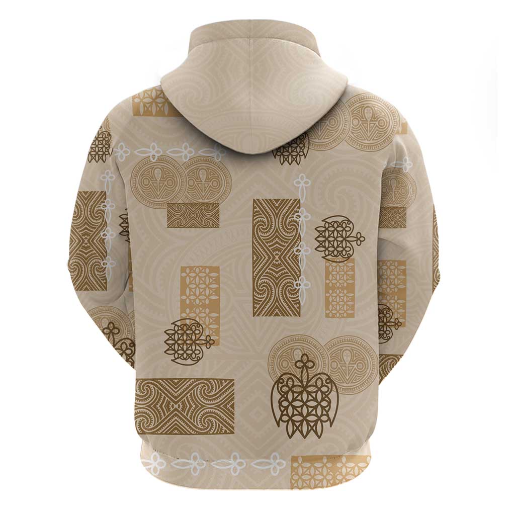 Vintage Lapita Zip Hoodie Iconic Double Face Pattern Beige