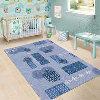 Vintage Lapita Area Rug Iconic Double Face Pattern Blue