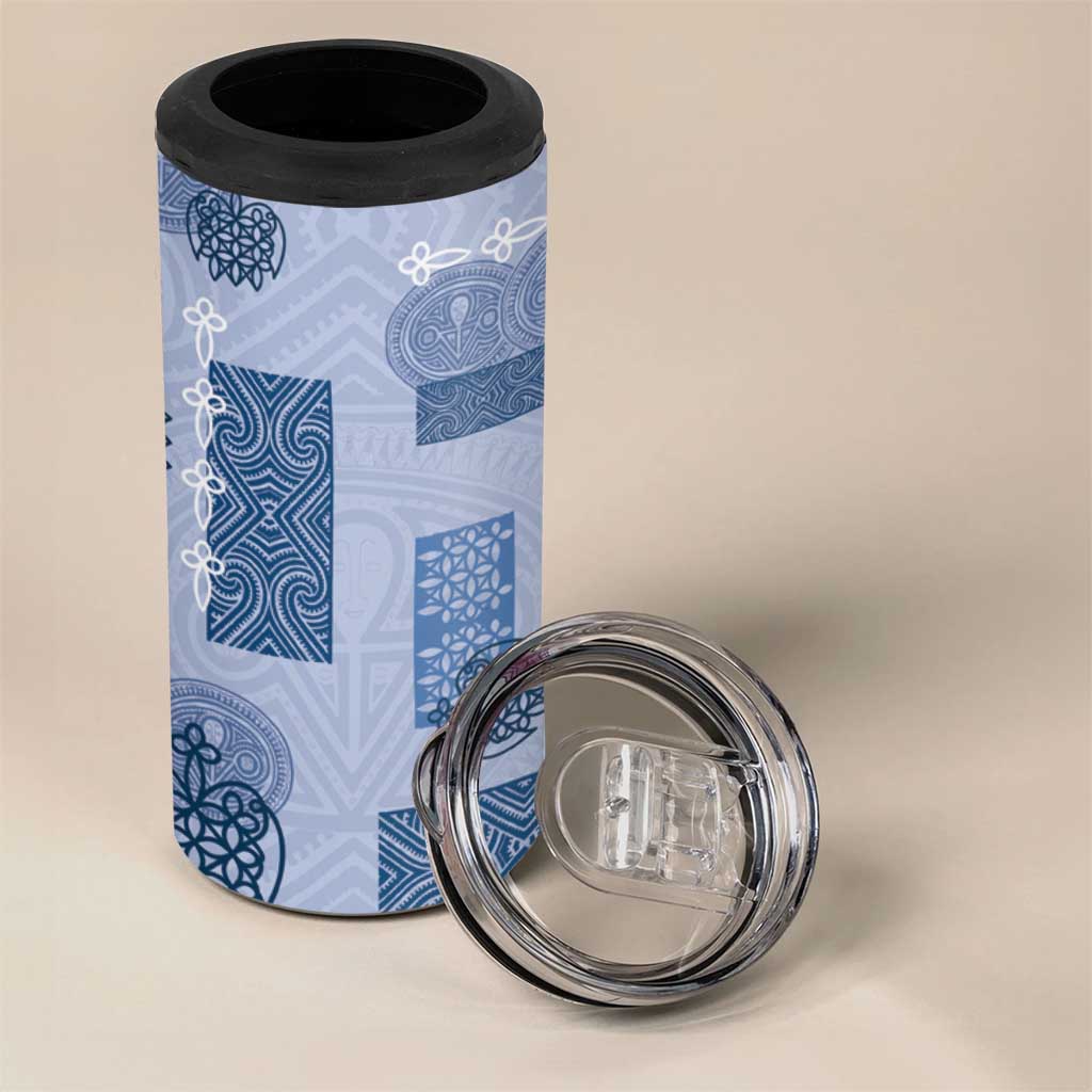 Vintage Lapita 4 in 1 Can Cooler Tumbler Iconic Double Face Pattern Blue