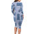 Vintage Lapita Family Matching Long Sleeve Bodycon Dress and Hawaiian Shirt Iconic Double Face Pattern Blue