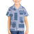 Vintage Lapita Family Matching Long Sleeve Bodycon Dress and Hawaiian Shirt Iconic Double Face Pattern Blue