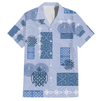 Vintage Lapita Family Matching Puletasi and Hawaiian Shirt Iconic Double Face Pattern Blue