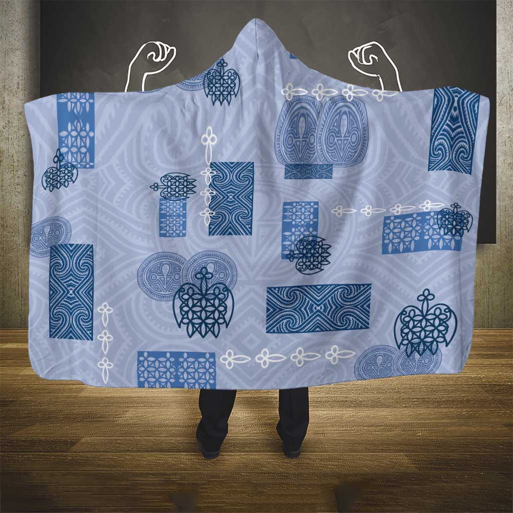 Vintage Lapita Hooded Blanket Iconic Double Face Pattern Blue