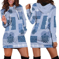 Vintage Lapita Hoodie Dress Iconic Double Face Pattern Blue