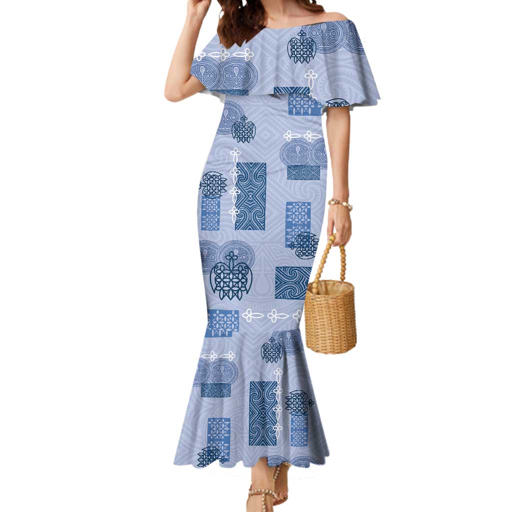 Vintage Lapita Mermaid Dress Iconic Double Face Pattern Blue